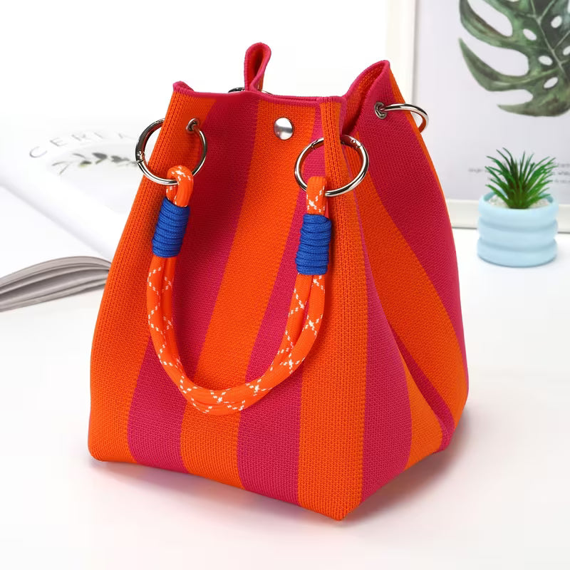 Bolsa Feminina Tote de Malha com Grande Capacidade