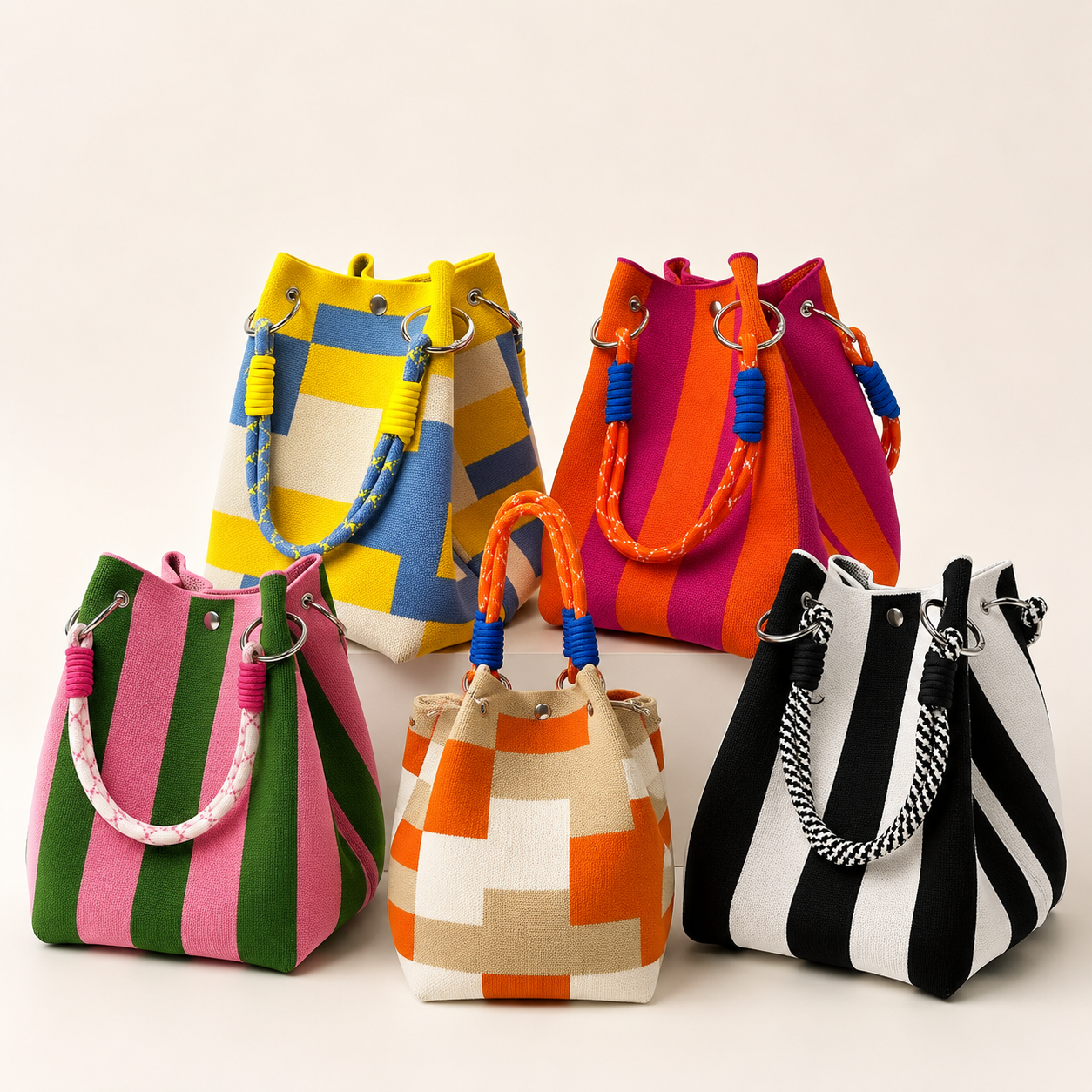 Bolsa Feminina Tote de Malha com Grande Capacidade