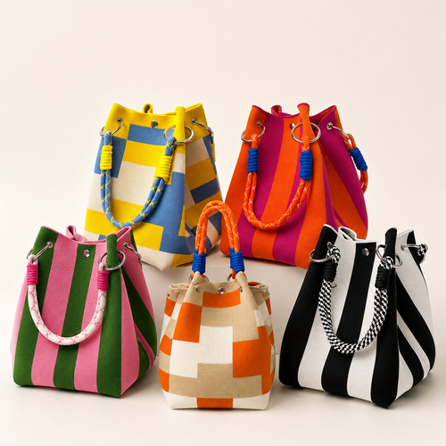 Bolsa Feminina Tote de Malha com Grande Capacidade